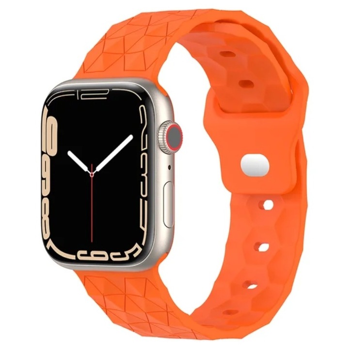 Curea Sport Silicon Premium Portocalie, Design Geometric Modern, 38x49 mm, Unisex