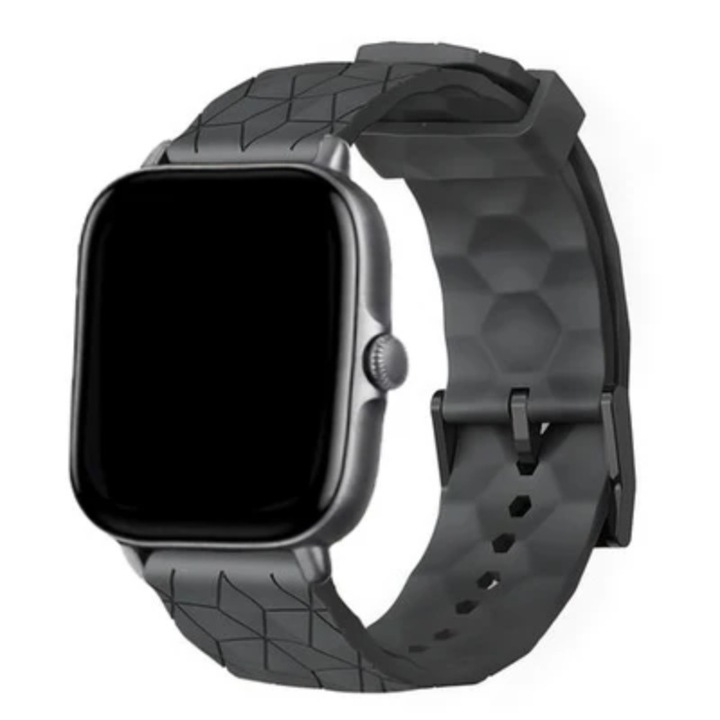 Curea smartwatch, design geometric modern, rezistentă la apă, negru mat, 38x49 mm, unisex