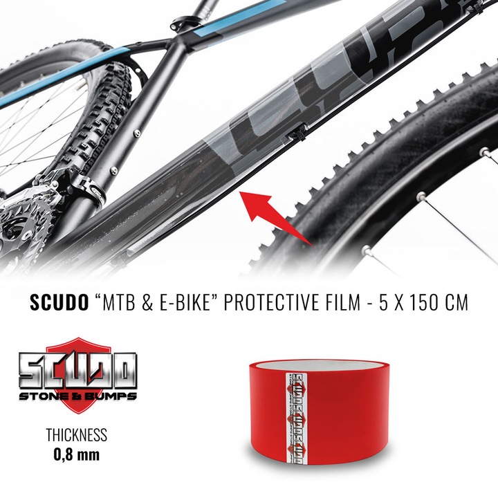 Rola de banda adeziva de protectie pentru cadrul MTB, 5 × 150 cm