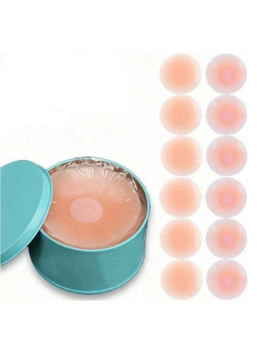 Acoperitoare de silicon JALWO, 12 bucăți, roz pal, reutilizabile, invizibile, dimensiune 6.5cm