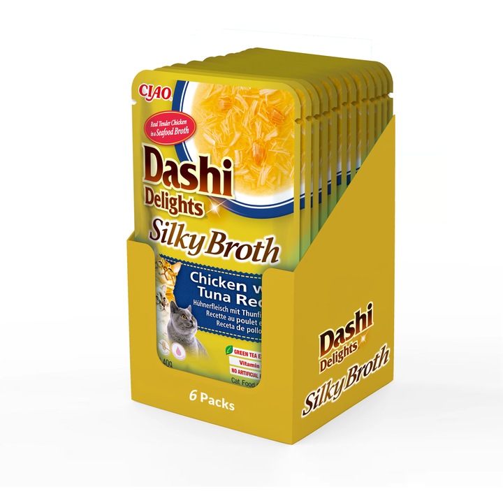 Ciao Dashi Delights Silky Broth Hrana Umeda pentru Pisici, cu Pui si Ton, set 6x40g