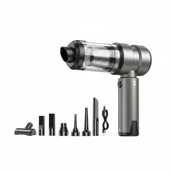 Suflanta aer VENTART, portabila, 3 in 1, 16000 RPM, fara fir, Aspirare si Suflare, pentru indepartare praf PC, tastatura, masina, riflaje, neagra