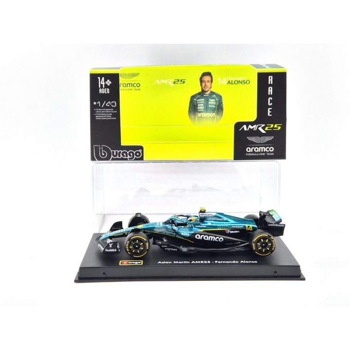 Aston Martin AMR25 F1 #14 (2025) - Fernando Alonso - PILÓTÁVAL - Bburago - 1:43