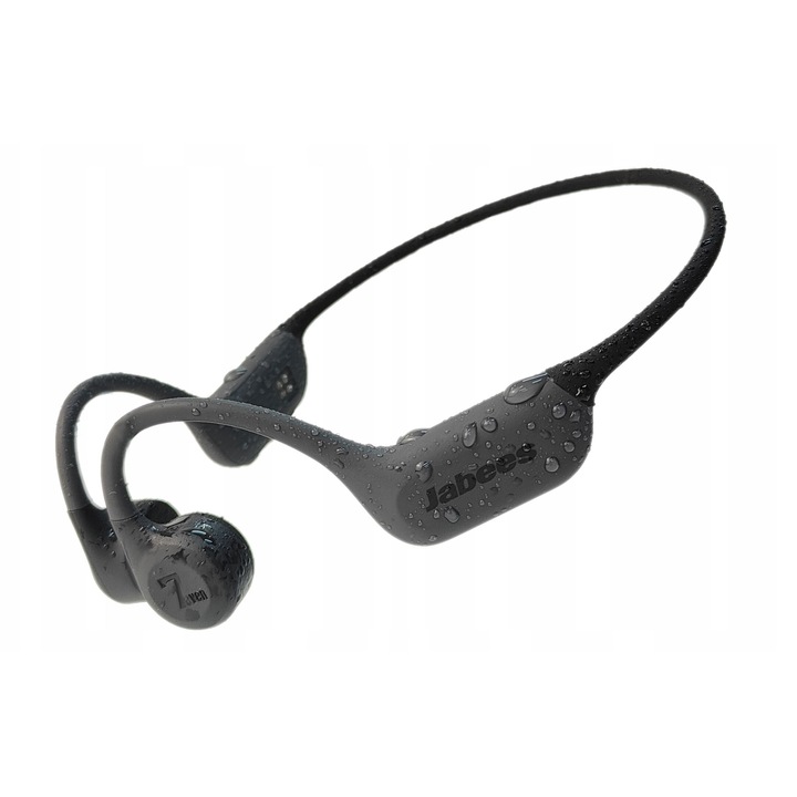 Casti cu conductie osoasa, Jabees, 7seven, Negre, 32GB, Rezistent la apa IP68, Bluetooth 6.0, Tehnologie cu conductie osoasa, Mod gaming, Design din silicon moale la atingere, Baterie de lunga durata