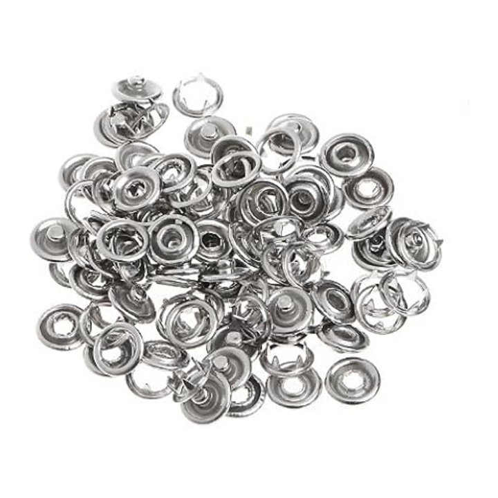 Set 20 capse argintii, Crelando, diametru 8 mm, metal