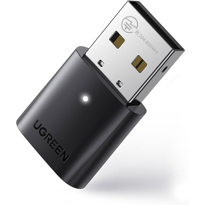 Bluetooth 5.0 адаптер UGREEN, USB 2.0, обхват на свързване 10м, компактен дизайн
