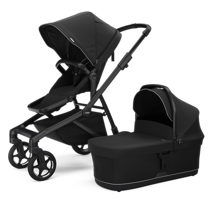 Set Carucior Thule Sleek 2 + Landou, Negru, 2 in 1, Reversibil