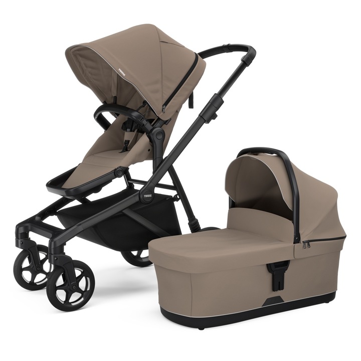 Set Carucior Thule Sleek 2 + Landou, Tinted Taupe, 2 in 1, Reversibil, multicolor