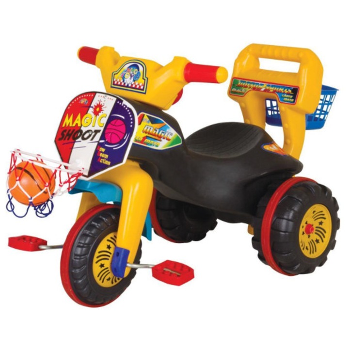 Motocicletă pentru copii RDB, cu spătar și pedale, rotile din plastic, 4-6 ani