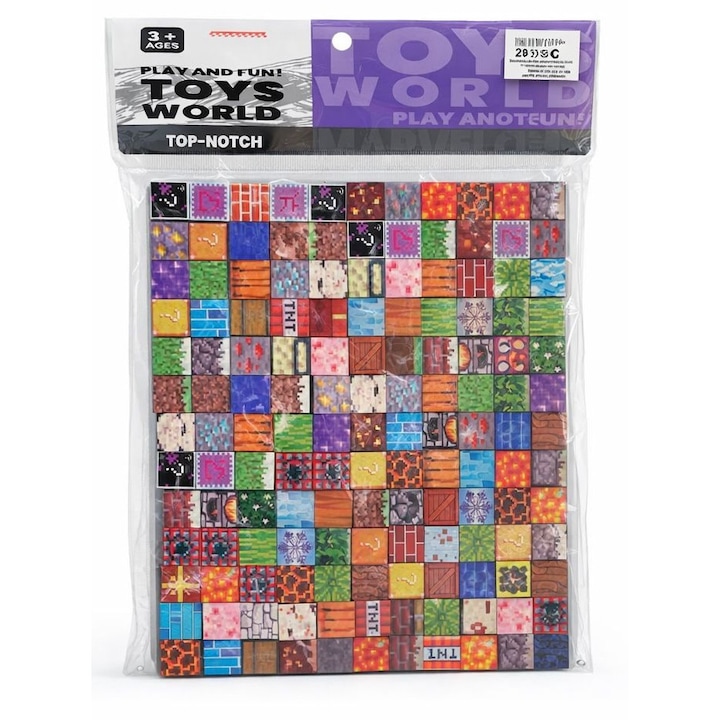 Set Minecraft puzzle, cuburi cu magnet, 140 piese, multicolor + 10 figurine