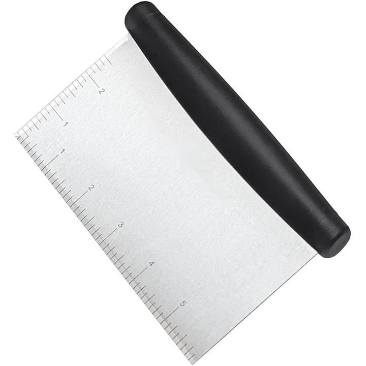 Kengede Racleta si Tocator pentru Bucatarie - Ustensila Esentiala Ideala pentru Copt, Taietor din Otel Inoxidabil pentru Patiserie/Aluat/Alimente pentru Tort Pizza Paine, Gatit - 1 Pachet, Negru
