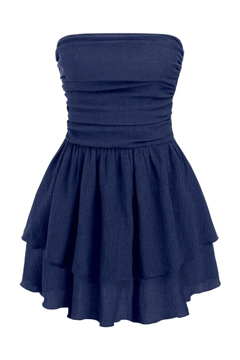 Rochie Mini HiCCUP, Albastru marin, Jerseu, Fara bretele, Volane, M INTL