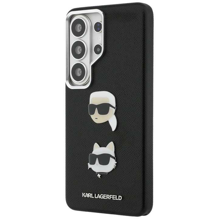 Калъф Karl Lagerfeld Saffiano Double Heads Metal, съвместим със Samsung Galaxy S26 Ultra, черен