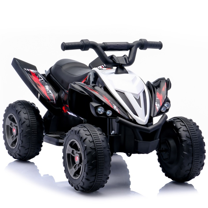 ATV electric copii Kinderplay Raptor 12V 80W, roti EVA, telecomanda, negru