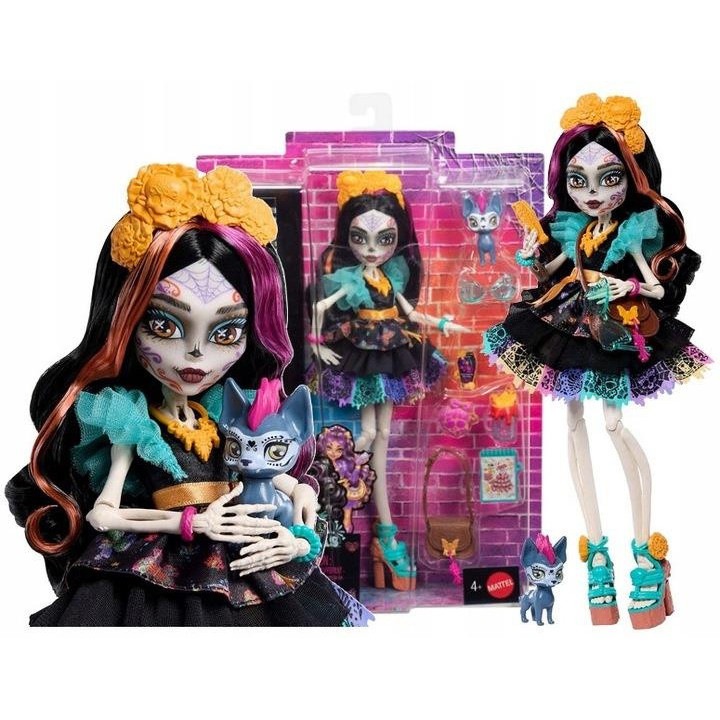 КУКЛА MONSTER HIGH СКЕЛИТА КАЛАВЕРАС + домашен любимец кученце Канделита JHK34