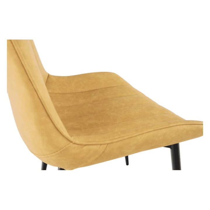 Scaun piele ecologica galbena metal negru Hazal 49x57x85 cm