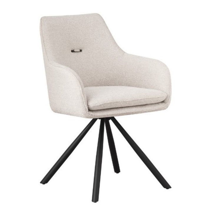 Комплект 2 въртящи се стола текстил пясъчен черен стомана Falak 57x63.7x85.5h