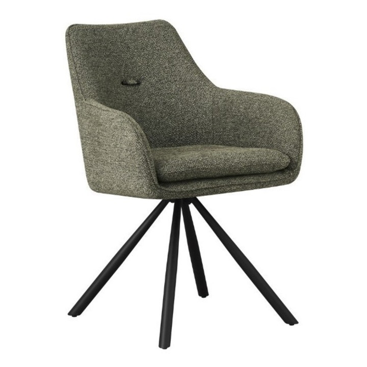 Комплект 2 въртящи се стола текстил зелен черен метал Falak 57x63.7x85.5h