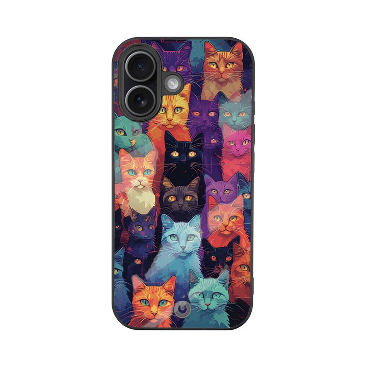 Husa Premium CENTO Neon Meow, compatibila cu Apple Iphone 17