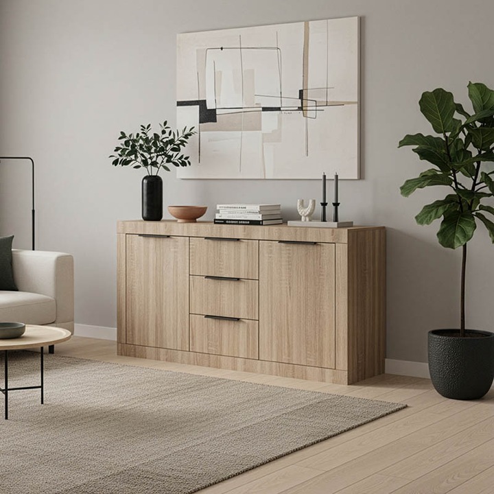 Bufet - Comoda Living Doha, stejar sonoma, 150x45x80.5 cm