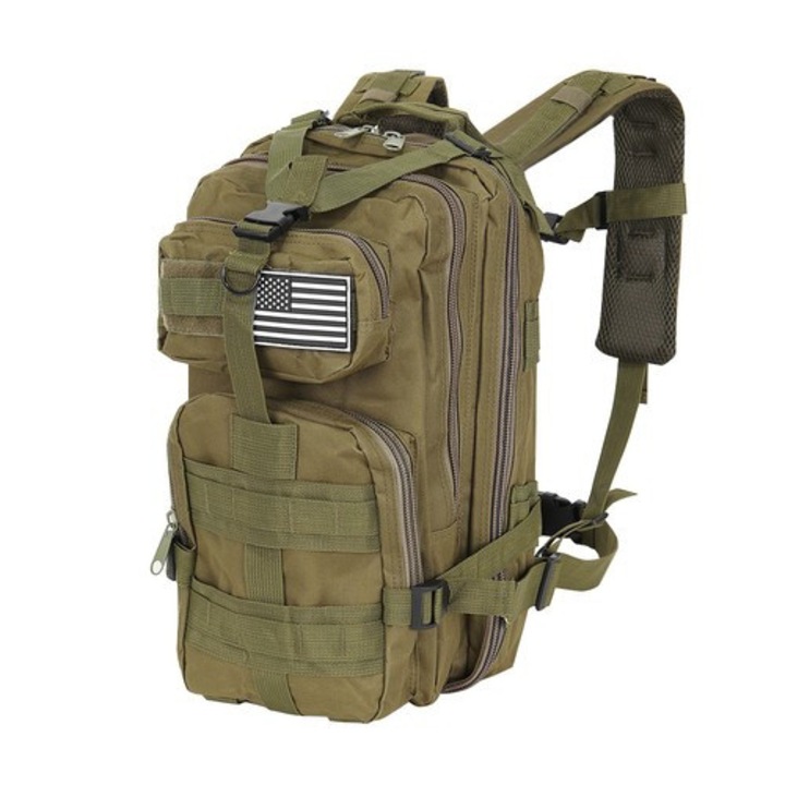 Rucsac Tactic Militar 26 L, Rucsac Drumetie Impermeabil 600D Oxford, Sistem MOLLE, Curea Piept si Talie, Compartimente Multiple
