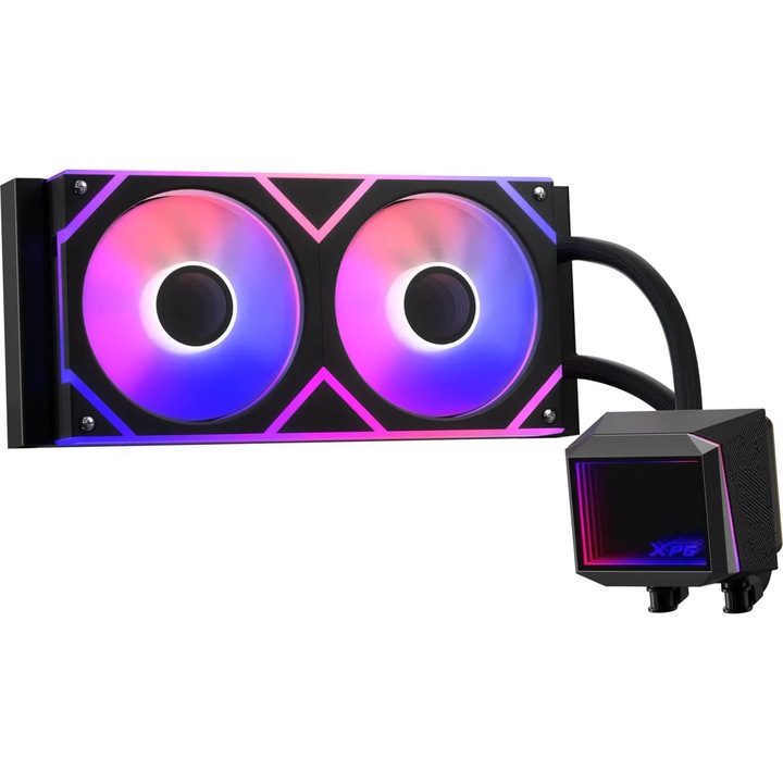 Racitor lichid CPU A-Data LEVANTE II 240, 2 ventilatoare 12cm, RGB, negru