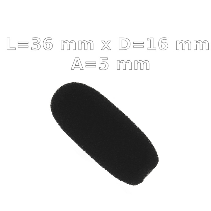 Burete microfon 36x16 mm, diametru interior 5 mm, negru