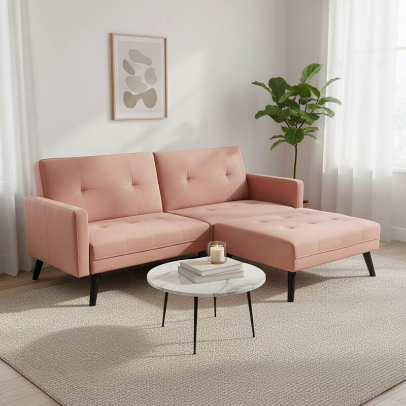 Color Roz Prafuit Coltar Pako World Dream, roz prafuit, 3 locuri, catifea, 209x157x80 cm ...