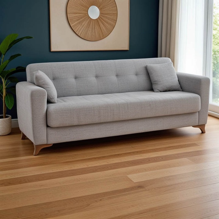 Modesto 3 személyes kihúzható kanapé, szürke, 215x85x80 cm