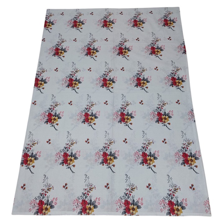 Husa pilota 200x200 cm, M005_Alb cu Buchete Rosii, 2 Persoane, Albatex Home