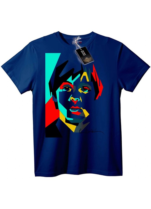 Tricou Portret Geometric Art, Bleumarin
