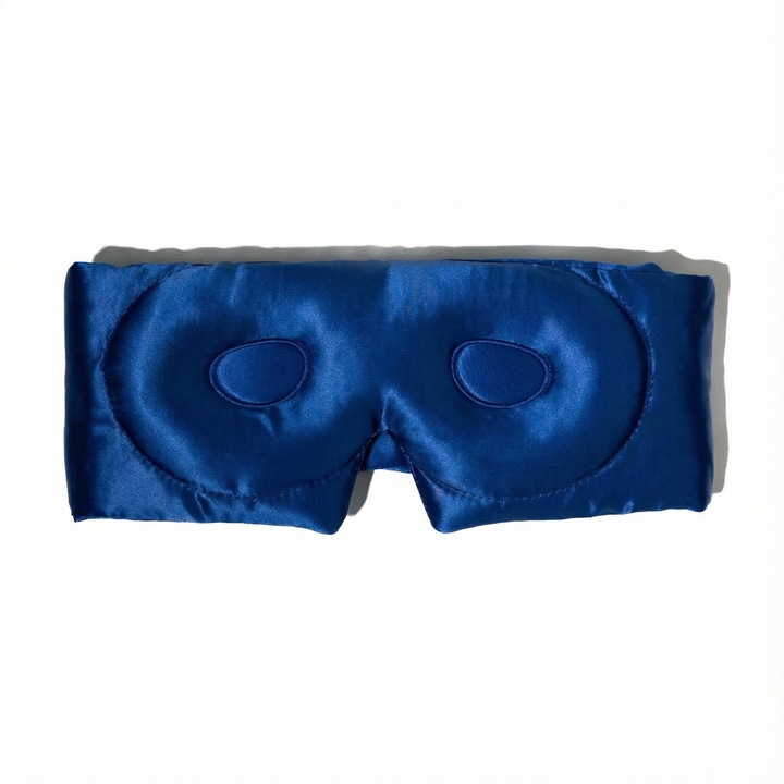 Masca de dormit blackout 3D, Silkd, Matase Mulberry 19 momme, Albastru Royal