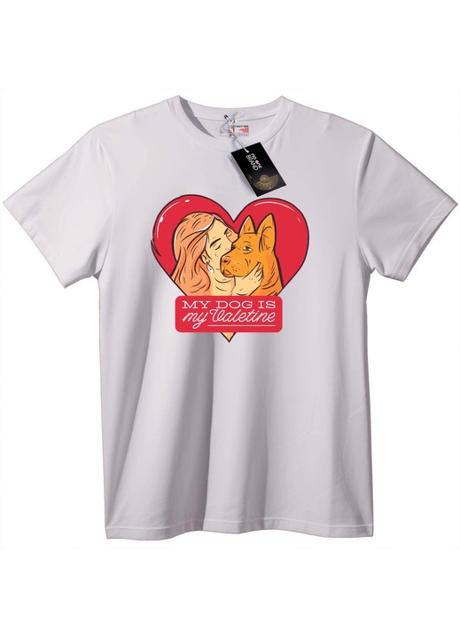 Póló A Kutyám Az Én Valentin-napom, Fehér