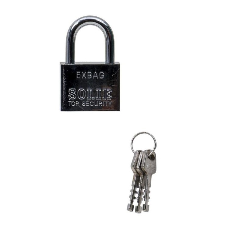 Set 2 x Lacat Patrat Cromat, cu 3 Chei, 50 mm