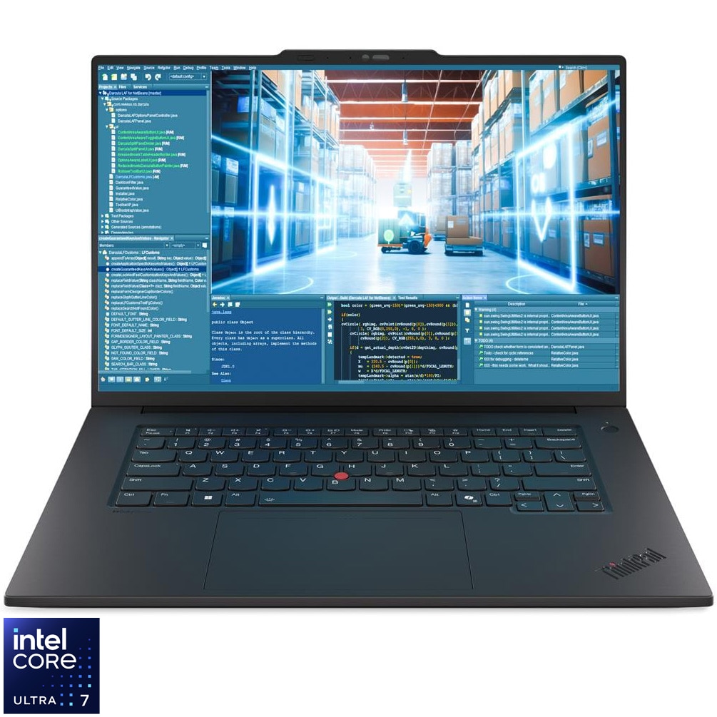 Laptop Lenovo ThinkPad P1 Gen 8 cu procesor Intel Core™ Ultra 7 265H pana la 5.3GHz, 16" 3.2K, OLED, Touch, 120Hz, Touch, 64GB LPDDR5x RAM, 1TB SSD, NVIDIA® RTX PRO 2000 8GB GDDR7, Windows® 11 Pro, Black, 3Y Courier