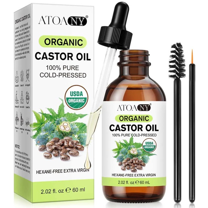 Ulei de Ricin Organic, NOVA KISS, 100% pur, extra virgin, fără hexan, 60 ml