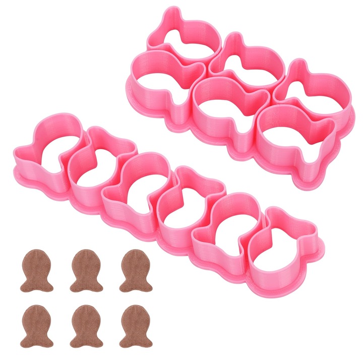 Set 2 Forme Decupator pentru Prajituri, 6 Modele Pestisori, Roz, 2.54 cm