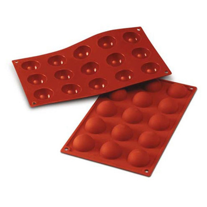Formă prăjituri, Silikomart, silicon, 15x20ml, roșie, diametru 40mm