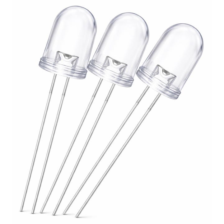 Set 3 bucati dioda LED 10mm Rotund Transparent – Albastru, 3v – Pentru Proiecte DIY