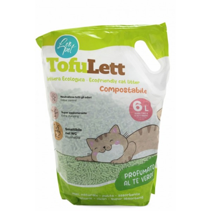 Asternut pentru litiera, Toffu Lett cu Ceai Verde, 6 L