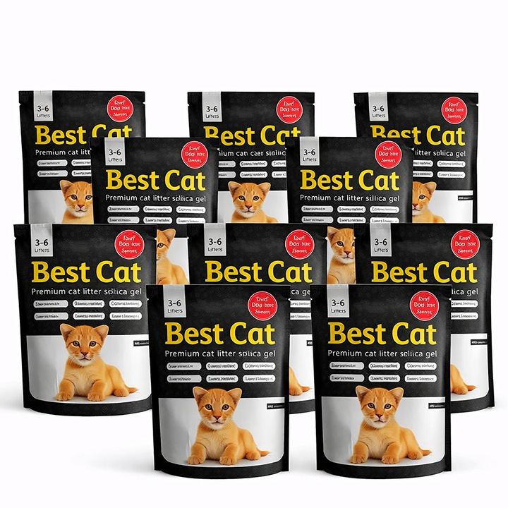 Set Asternut igienic pentru pisici Best Cat, Silicat - Classic fara aroma, 10 x 3.6l