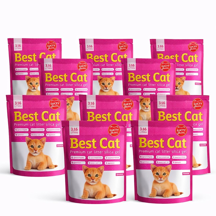 Set Asternut igienic pentru pisici Best Cat, Silicat - Floral, 10 x 3.6l