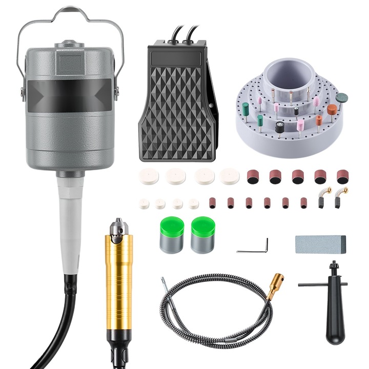 Polizor electric cu ax flexibil, 780W, 25000 RPM, set 112 accesorii, multicolor, 100x85x1250mm