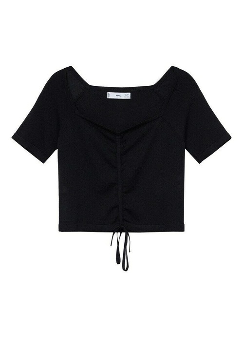 Top dama Mango Draped Crop, slim, negru, M