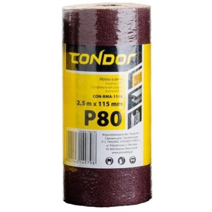 Rola Textila abraziva tip smirghel, 2, 5m lungime, 115mm latime, Granulatie P80, Maro