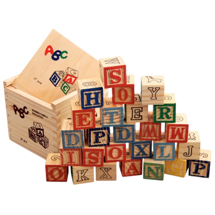 Set 27 Cuburi Din Lemn, Multicolor, 2.8x2.8x2.8cm