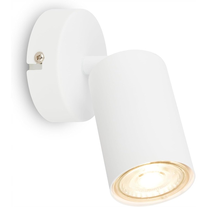 Бяла ротативна апликация, 9,5x9,5x18см, елегантен дизайн, LED осветление, комплект от 1 брой