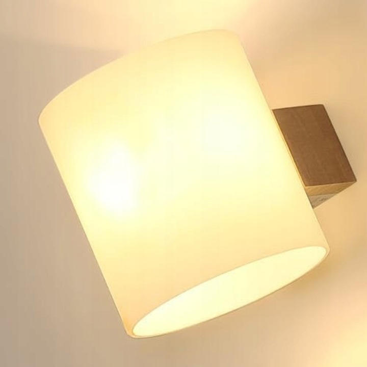 Минималистична дървена апликация, E27, 3 цветови температури, бяла, 16x12x13см