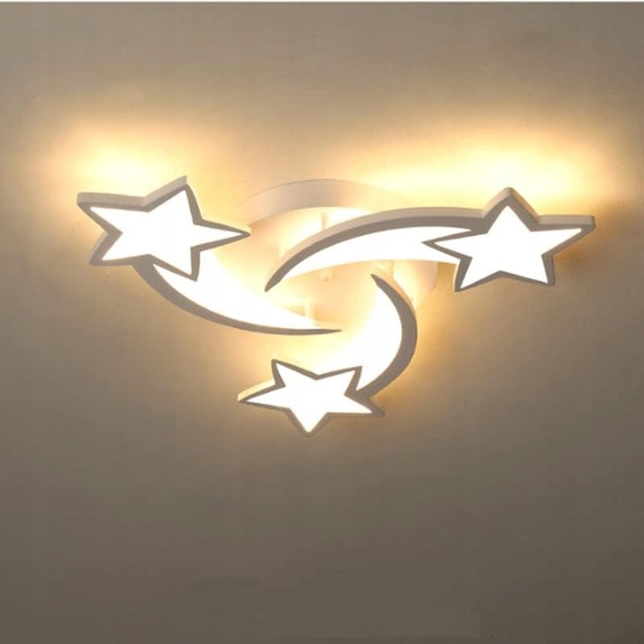 Lampa sufita LED 30W cu telecomanda, 3 stele, alb, O53cm x H8cm