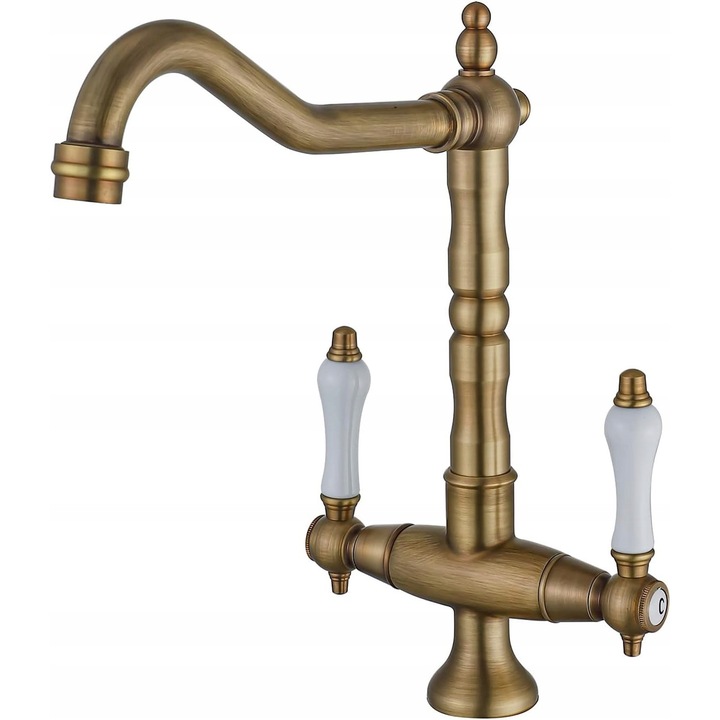 BOAOTX, antik, magas, 360°-os, 2 fogantyús, bronz csaptelep